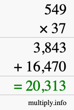 How to calculate 549 times 37 using long multiplication