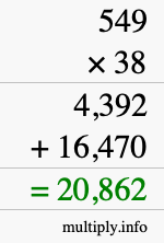 How to calculate 549 times 38 using long multiplication