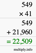 How to calculate 549 times 41 using long multiplication