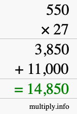 How to calculate 550 times 27 using long multiplication