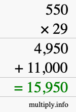 How to calculate 550 times 29 using long multiplication