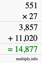 How to calculate 551 times 27 using long multiplication