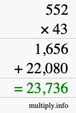 How to calculate 552 times 43 using long multiplication How to calculate 552 times 43 using long multiplication
