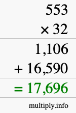 How to calculate 553 times 32 using long multiplication How to calculate 553 times 32 using long multiplication