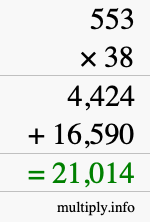 How to calculate 553 times 38 using long multiplication