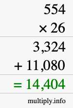 How to calculate 554 times 26 using long multiplication How to calculate 554 times 26 using long multiplication