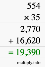How to calculate 554 times 35 using long multiplication How to calculate 554 times 35 using long multiplication