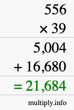 How to calculate 556 times 39 using long multiplication