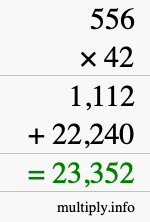 How to calculate 556 times 42 using long multiplication