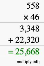 How to calculate 558 times 46 using long multiplication How to calculate 558 times 46 using long multiplication