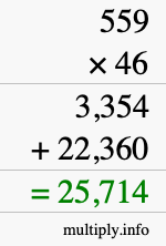 How to calculate 559 times 46 using long multiplication How to calculate 559 times 46 using long multiplication