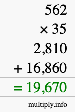 How to calculate 562 times 35 using long multiplication