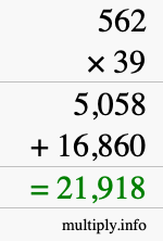 How to calculate 562 times 39 using long multiplication