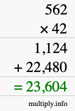 How to calculate 562 times 42 using long multiplication