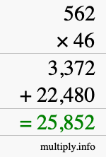 How to calculate 562 times 46 using long multiplication How to calculate 562 times 46 using long multiplication