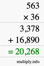 How to calculate 563 times 36 using long multiplication