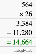 How to calculate 564 times 26 using long multiplication How to calculate 564 times 26 using long multiplication