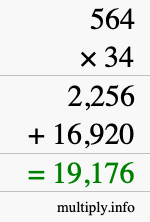 How to calculate 564 times 34 using long multiplication How to calculate 564 times 34 using long multiplication