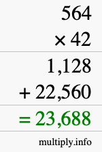 How to calculate 564 times 42 using long multiplication