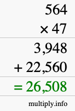 How to calculate 564 times 47 using long multiplication