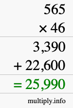 How to calculate 565 times 46 using long multiplication How to calculate 565 times 46 using long multiplication