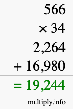 How to calculate 566 times 34 using long multiplication How to calculate 566 times 34 using long multiplication