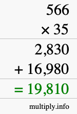 How to calculate 566 times 35 using long multiplication