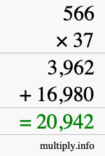 How to calculate 566 times 37 using long multiplication