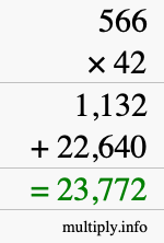 How to calculate 566 times 42 using long multiplication