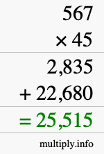 How to calculate 567 times 45 using long multiplication How to calculate 567 times 45 using long multiplication