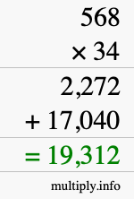 How to calculate 568 times 34 using long multiplication How to calculate 568 times 34 using long multiplication