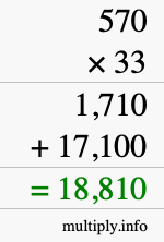 How to calculate 570 times 33 using long multiplication