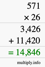 How to calculate 571 times 26 using long multiplication How to calculate 571 times 26 using long multiplication