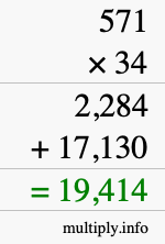 How to calculate 571 times 34 using long multiplication How to calculate 571 times 34 using long multiplication