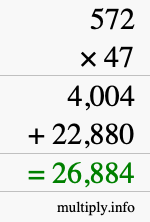 How to calculate 572 times 47 using long multiplication