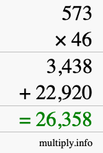 How to calculate 573 times 46 using long multiplication