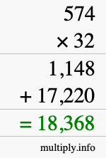 How to calculate 574 times 32 using long multiplication How to calculate 574 times 32 using long multiplication