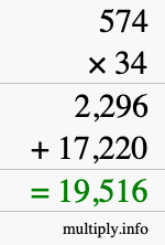 How to calculate 574 times 34 using long multiplication How to calculate 574 times 34 using long multiplication