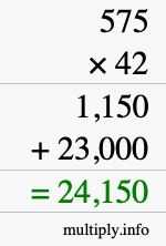 How to calculate 575 times 42 using long multiplication