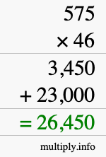 How to calculate 575 times 46 using long multiplication