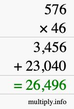 How to calculate 576 times 46 using long multiplication