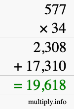 How to calculate 577 times 34 using long multiplication How to calculate 577 times 34 using long multiplication