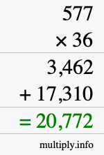 How to calculate 577 times 36 using long multiplication How to calculate 577 times 36 using long multiplication