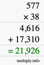 How to calculate 577 times 38 using long multiplication How to calculate 577 times 38 using long multiplication