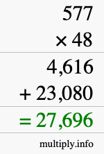 How to calculate 577 times 48 using long multiplication How to calculate 577 times 48 using long multiplication
