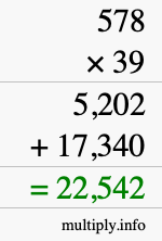 How to calculate 578 times 39 using long multiplication