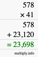 How to calculate 578 times 41 using long multiplication