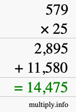 How to calculate 579 times 25 using long multiplication