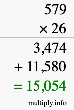How to calculate 579 times 26 using long multiplication