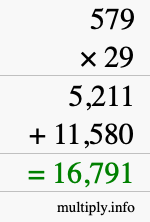 How to calculate 579 times 29 using long multiplication